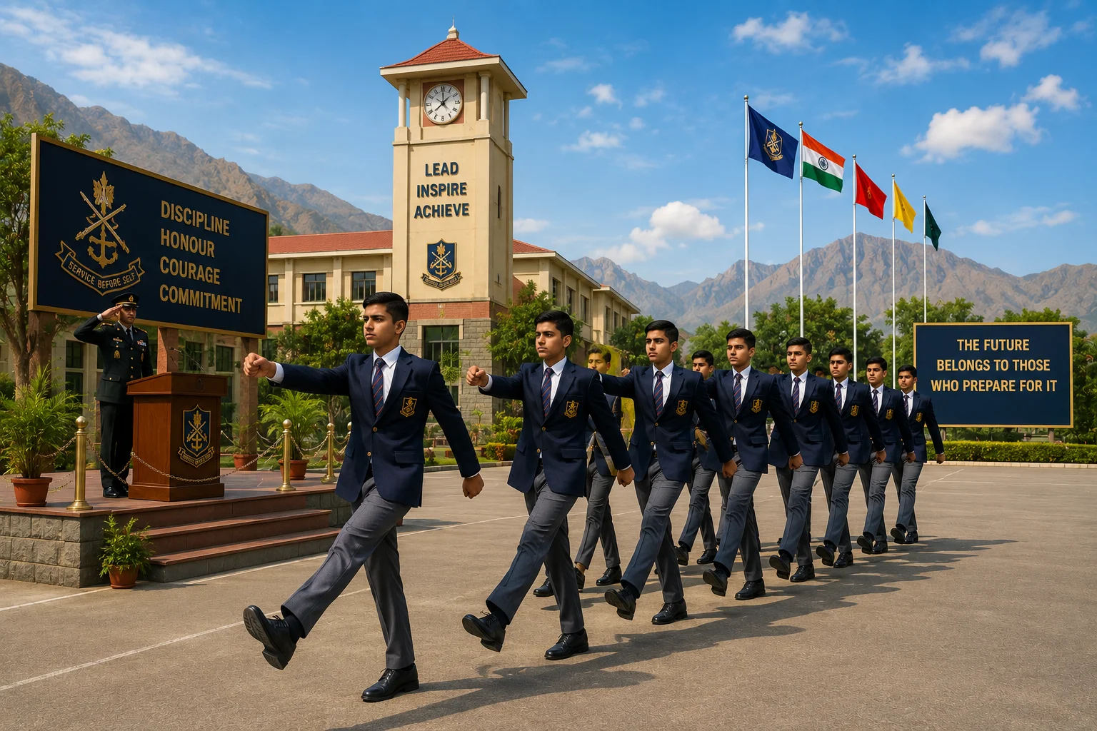 Cadets walking on campus